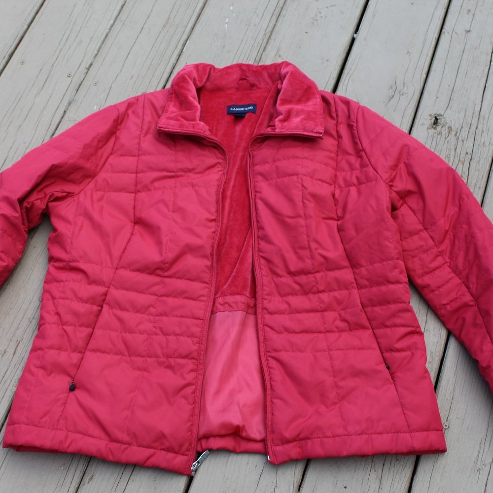 LANDS END Berry Puffer Jacket Waist Length Size L